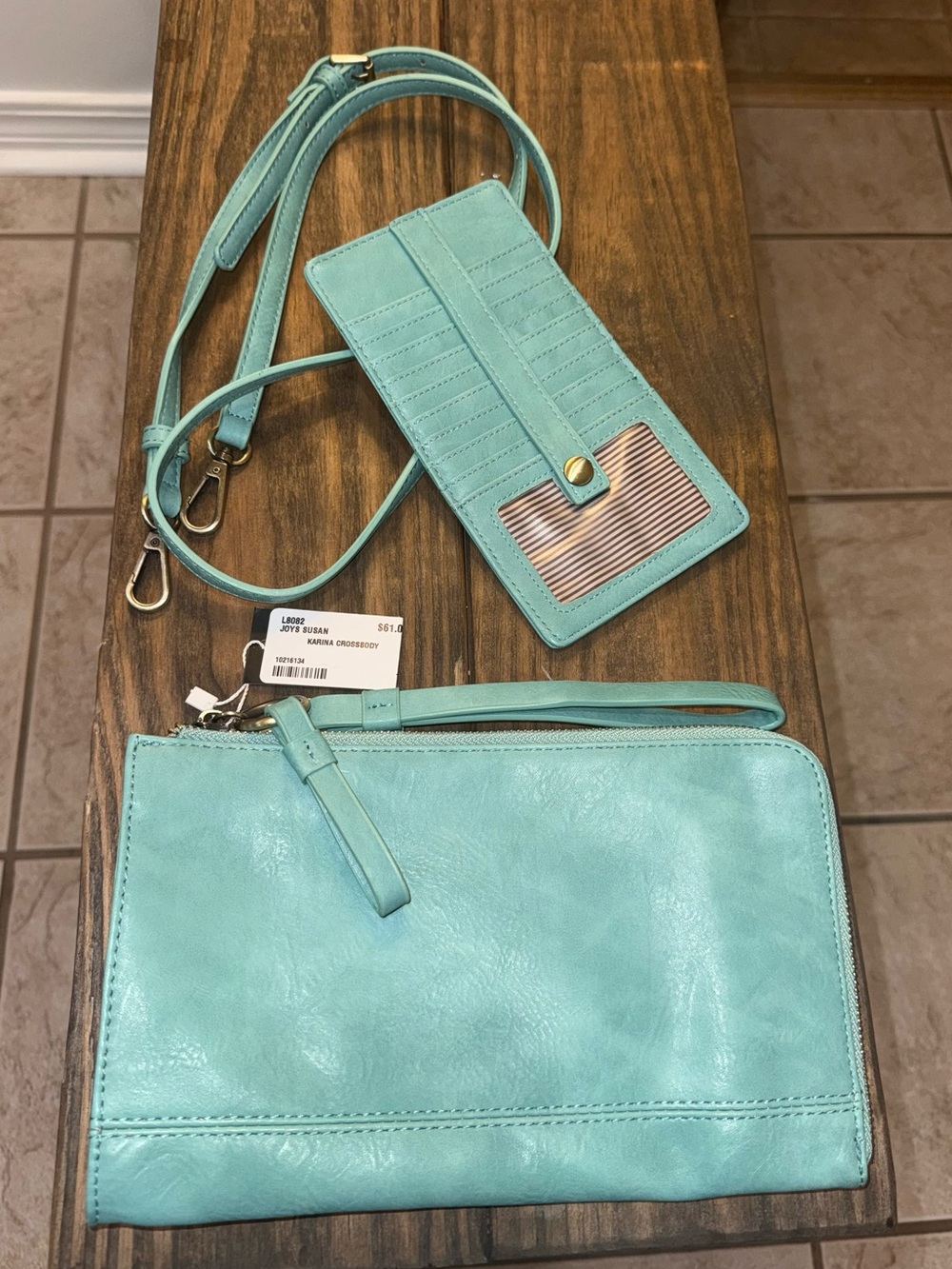 Joy Susan Turquoise Crossbody Wallet and Card Case Set - Picture 2 of 6